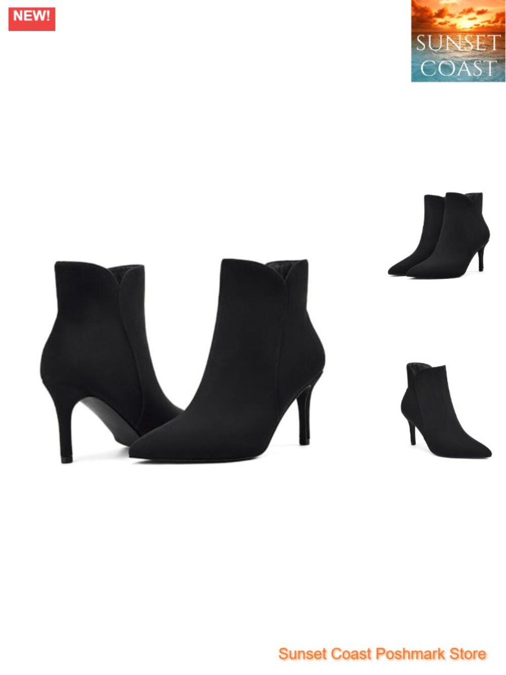 Women's Pointed Toe Ankle Boots 3 Inch Stiletto Heel Side Zip Booties